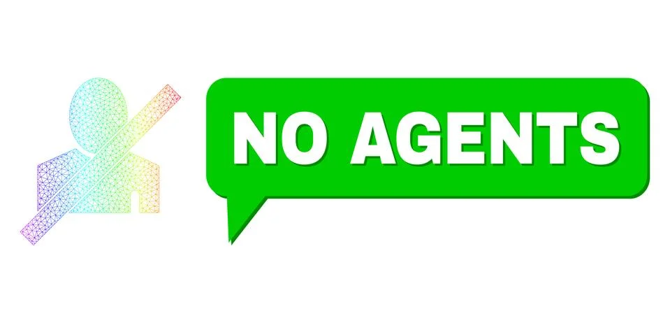 Spectrum Network Gradient Blacklisted Man Icon and No Agents Message Cloud with Stock Illustration