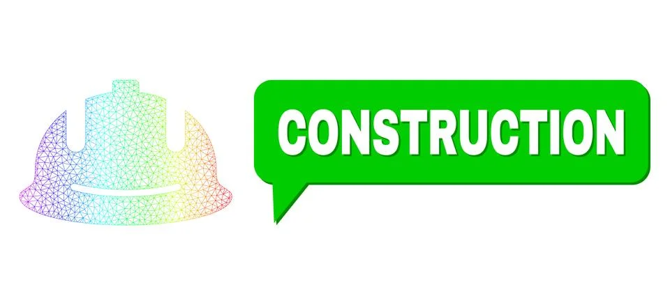 Spectrum Network Gradient Construction Helmet Icon and Construction Chat Frame Illustrazione stock