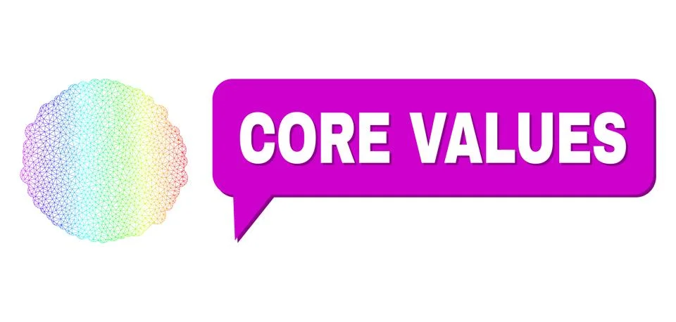 Spectrum Network Gradient Core Icon and Core Values Speech Bubble with Shadow Illustrazione stock