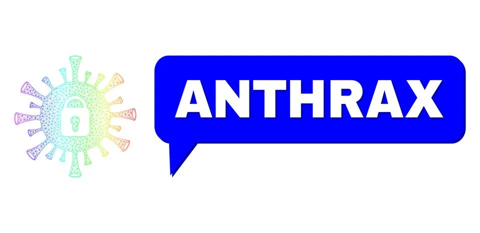 Spectrum Network Gradient Coronavirus Lockdown Icon and Anthrax Message Balloon イラスト素材