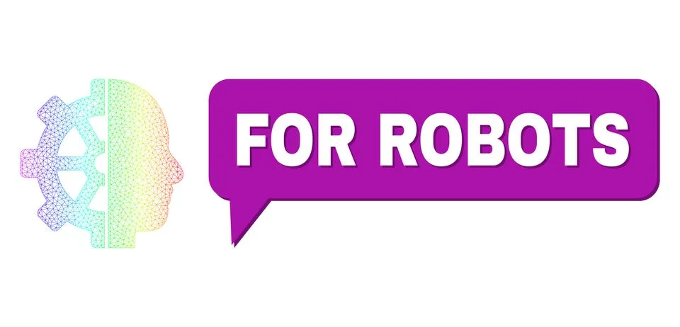 Spectrum Network Gradient Cyborg Gear Icon and For Robots Message Bubble with Stock Illustration