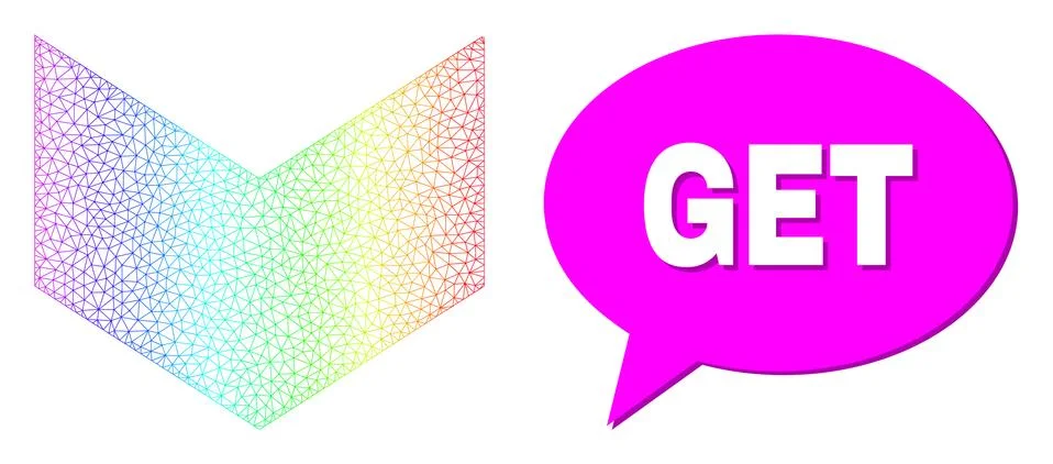 Spectrum Network Gradient Direction Down Icon and Get Chat Cloud with Shadow イラスト素材