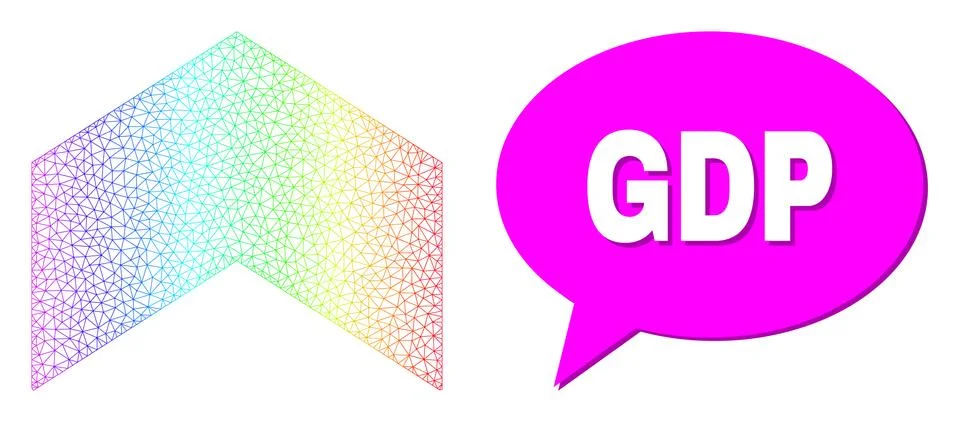 Spectrum Network Gradient Direction Up Icon and GDP Chat Cloud with Shadow イラスト素材