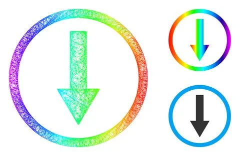 Spectrum Network Gradient Down Rounded Arrow Icon Stock Illustration