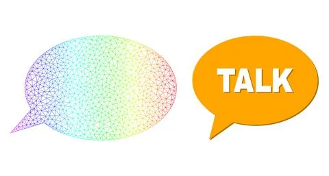 Spectrum Network Gradient Message Cloud Icon and Talk Message Balloon with イラスト素材