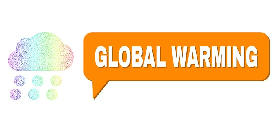 Spectrum Network Gradient Rain Cloud Icon and Global Warming Conversation Cloud イラスト素材