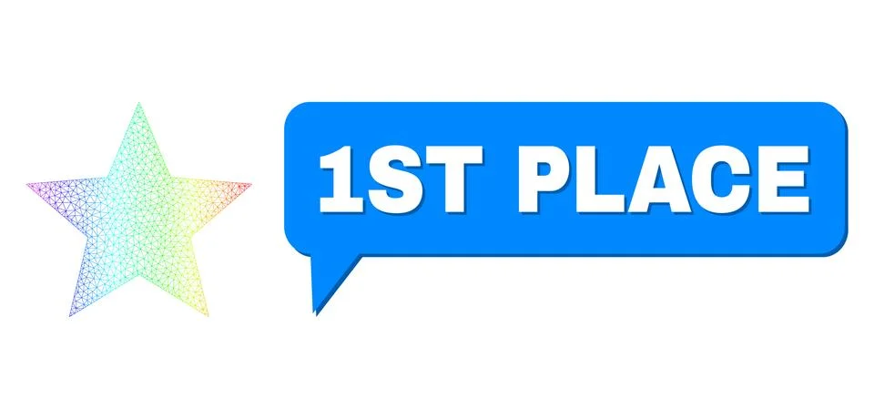 Spectrum Network Gradient Red Star Icon and 1St Place Chat Frame with Shadow Illustrazione stock