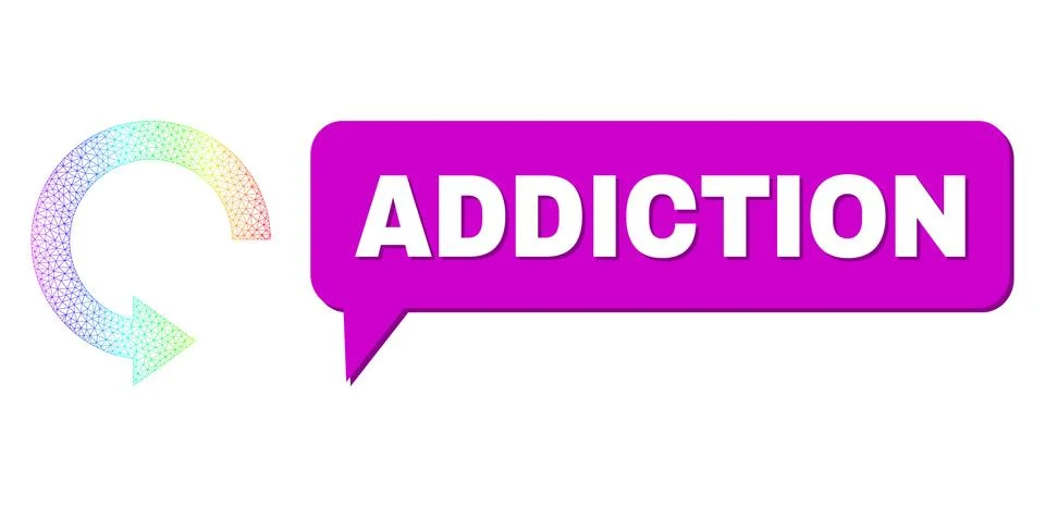 Spectrum Network Gradient Rotate Right Icon and Addiction Message Cloud with Stockillustratie