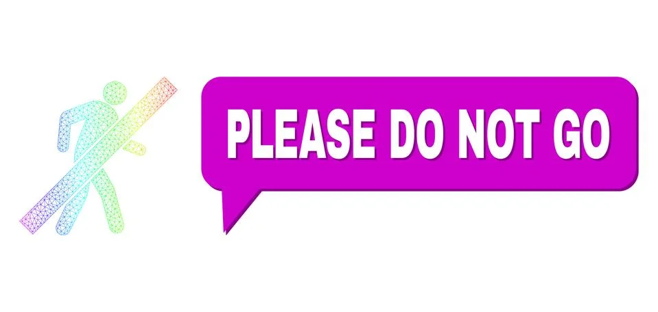 Spectrum Network Gradient Stop Walking Man Icon and Please Do Not Go Chat Bubble Stock Illustration