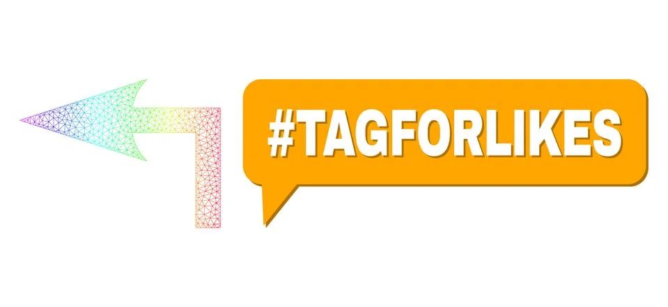 Spectrum Network Gradient Turn Left Icon and #Tagforlikes Message Bubble with イラスト素材
