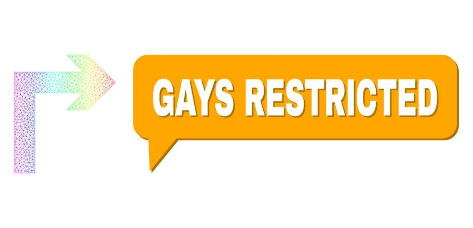 Spectrum Network Gradient Turn Right Icon and Gays Restricted Speech Balloon Stock Illustration