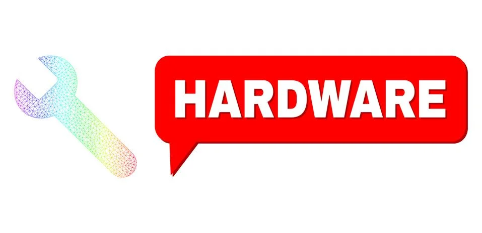 Spectrum Network Gradient Wrench Icon and Hardware Chat Bubble with Shadow Stock Illustration