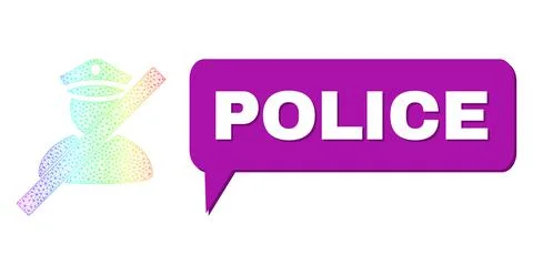 Spectrum Network Gradient Wrong Police Man Icon and Police Message Cloud with イラスト素材