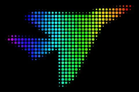 Spectrum Pixel Airplane Intercepter Icon Stock Illustration