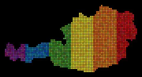 Spectrum Pixel Austria Map Stock Illustration