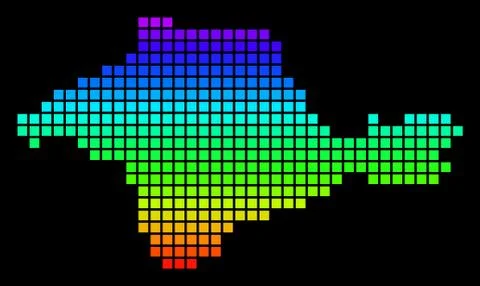 Spectrum Pixel Dotted Crimea Map Stock Illustration
