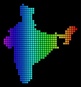 Spectrum Pixel Dotted India Map Stock Illustration