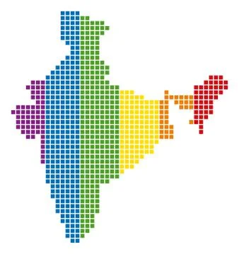 Spectrum Pixel Dotted India Map Stock Illustration