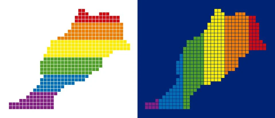 Spectrum Pixel Dotted Morocco Map Stock Illustration