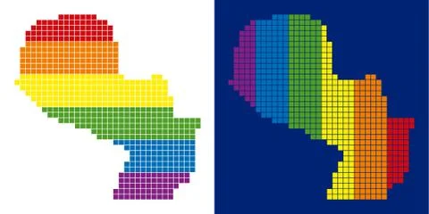 Spectrum Pixel Dotted Paraguay Map 库存插图
