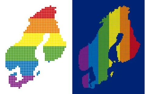 Spectrum Pixel Dotted Scandinavia Map Stock Illustration