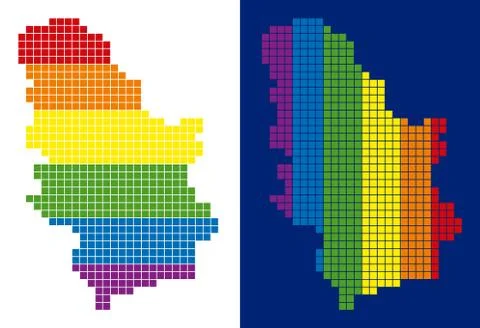 Spectrum Pixel Dotted Serbia Map Stock Illustration