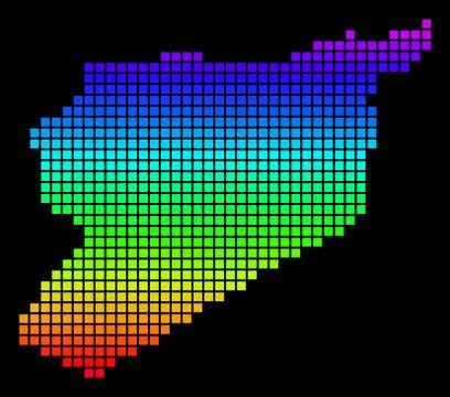 Spectrum Pixel Dotted Siria Map Stock Illustration