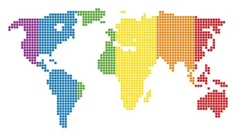 Spectrum Pixel Dotted World Map Stock Illustration