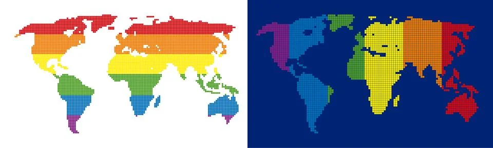 Spectrum Pixel Dotted World Map Stock Illustration