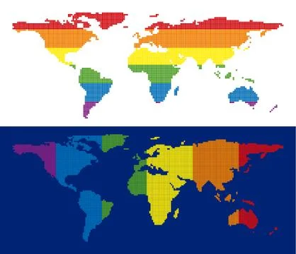 Spectrum Pixel Dotted World Map Stock Illustration