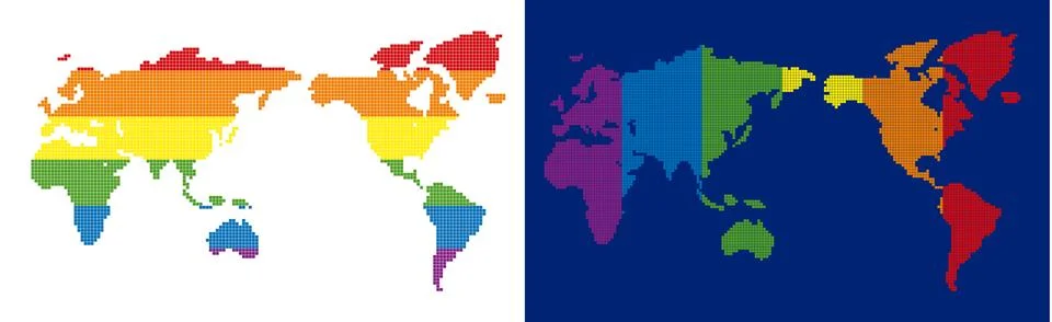 Spectrum Pixel Dotted World Map Stock Illustration