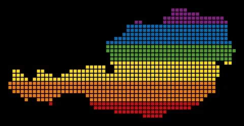 Spectrum Pixel LGBT Austria Map Stock Illustration