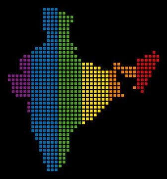 Spectrum Pixel LGBT India Map Stock Illustration