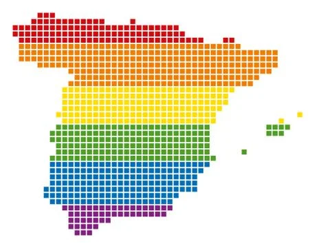 Spectrum Pixel LGBT Spain Map Stock Illustration