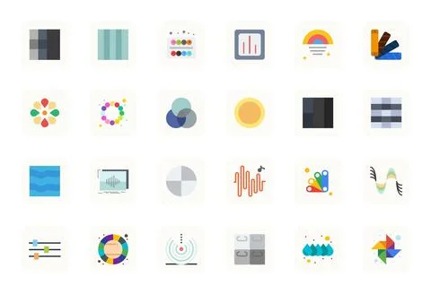Spectrum Professional Vector Set with 24 Flat PIXEL Perfect 64x64 Icons Stock Illustration