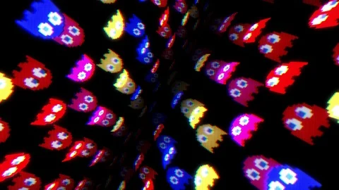 Spectrum Retro Ghost Flying on Glitch Cyberspcace Stock-Footage 123093021