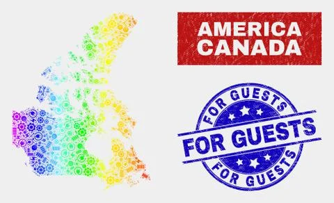 Spectrum Service Canada V2 Map and Grunge For Guests Seals Illustrazione stock
