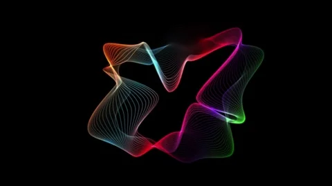 Spectrum waves color circle line on black background Stock Footage 312133356