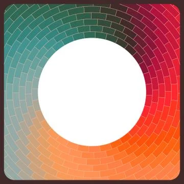 Spectrum wheel made of bricks with place for your text. retro label. rainbow  Stock Illustration