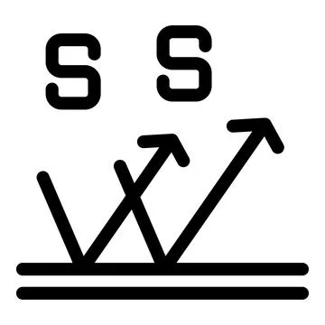 Specular reflection showing light bouncing off smooth surface icon Stock Illustration