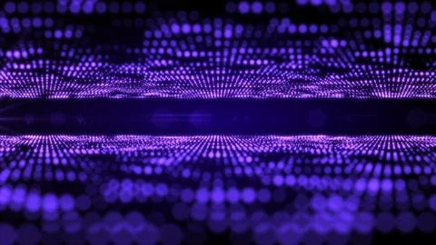 Specular ultraviolet waves glow. Parallel liquid animated landscape in purp.. Stock Illustration