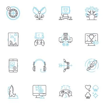 Speculation linear icons set. Investment, Risk, Probability, Chance, Forecasting Stock Illustration