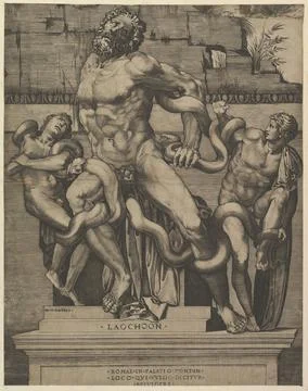 Speculum Romanae Magnificentiae: Laocoon 16th century Marco Dente Italian T.. Stock Photos