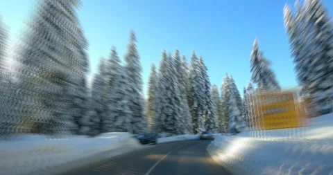 Sped up dashcam dash camera POV driving on curved countryside road in Slovenia Stock Footage 145977261