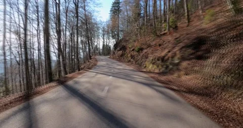 Sped up dashcam POV point of view driving on mountain countryside road Stock Footage 145634585