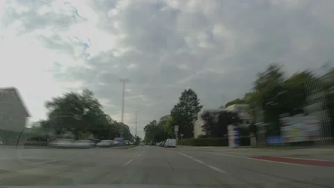 Sped up: point of view driving a car Munich, Germany Stock Footage 174117279