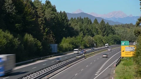 Sped up, time lapse of multi-lane motorway roads Stock Footage 166797228