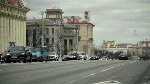 Spedd car traffic on the main road on the nasty day Stock Footage 126955484