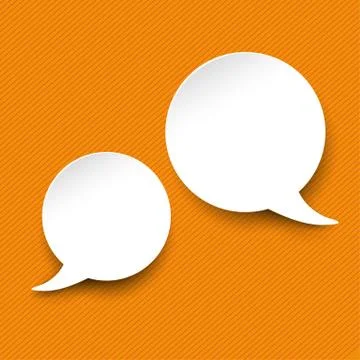 Speech and thought bubble labels orange stripes Stock Illustration