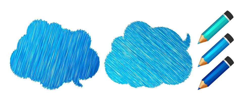 Speech and thought bubbles drawn to pencils Illustrazione stock